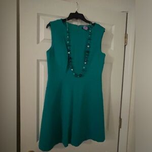 ** Bundle ** Woman’s teal sleeveless dress. 20 inch teal & blue necklace